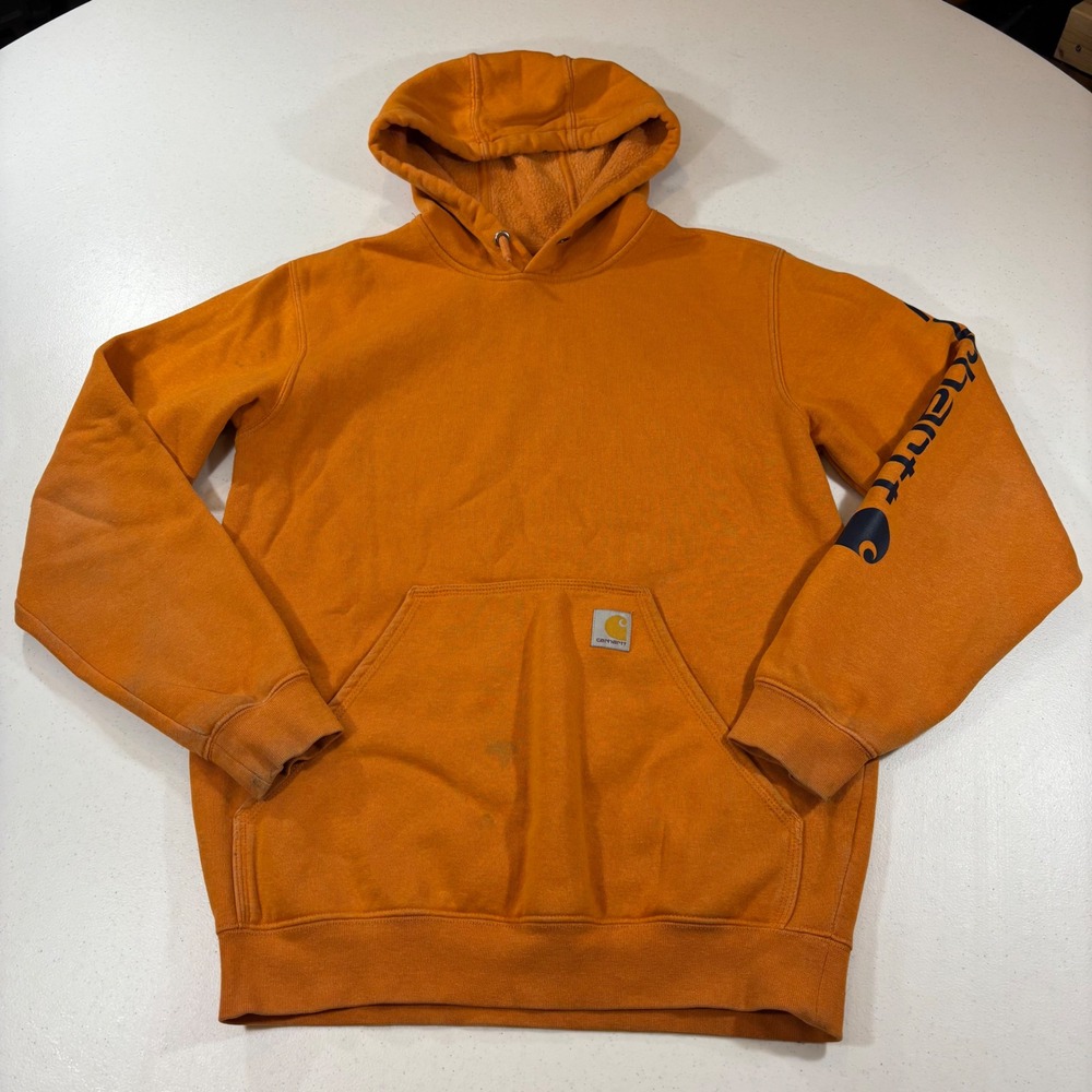Carhartt Mens Loose Fit Midweight Logo Sleeve Hoodie Orange K288 Q66 Small